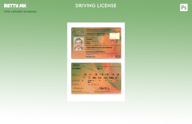 Шаблон за возачка дозвола од Бурунди во модерен стил